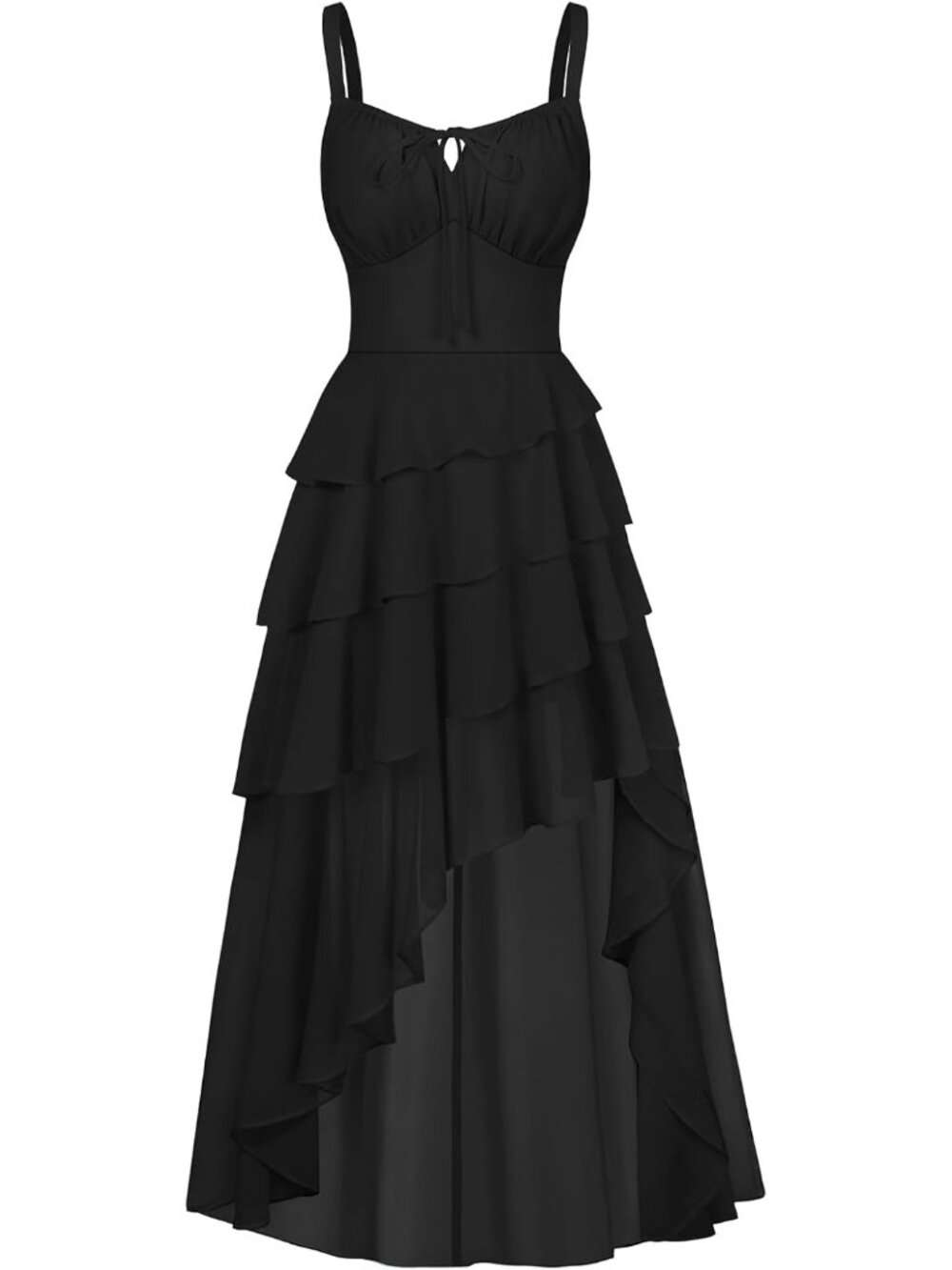 Women's Black Ruffled Renaissance Pirate Gothic Fairy Core Costume Dress